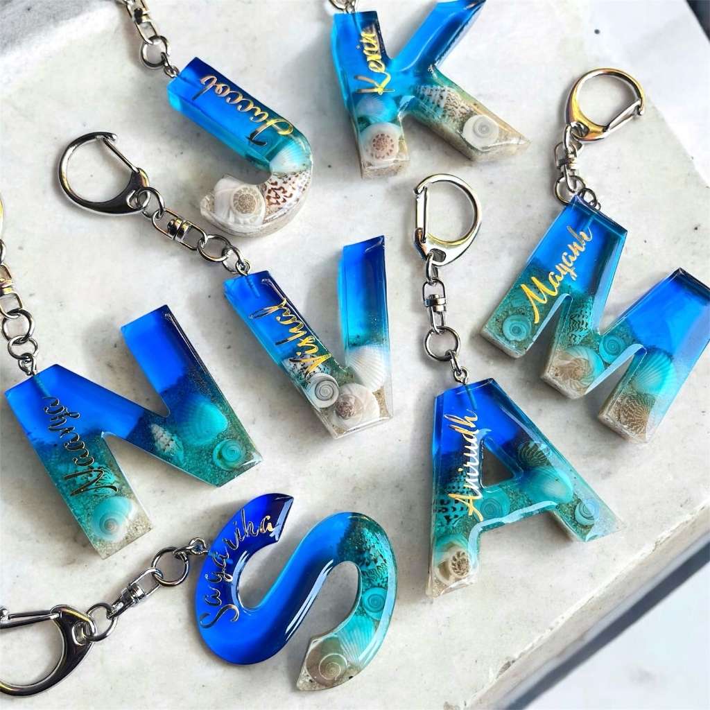 Beach Theme Letter Keychain