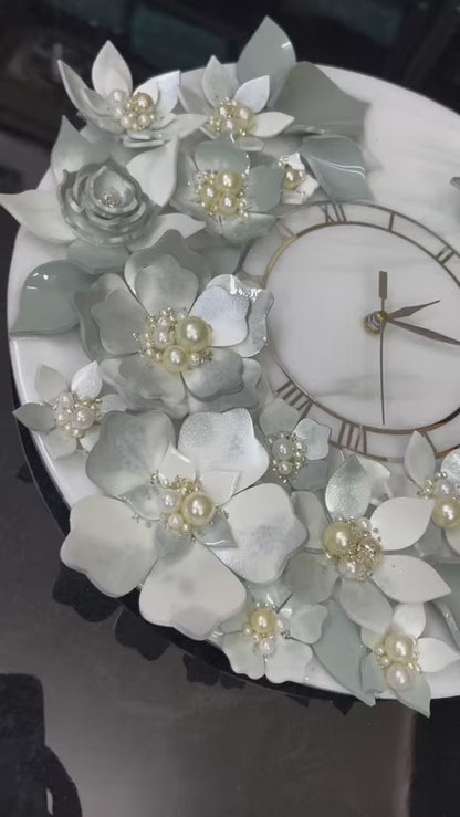 3D Floral Pearl Clock