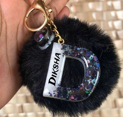 Glitter Furr Ball Keychain