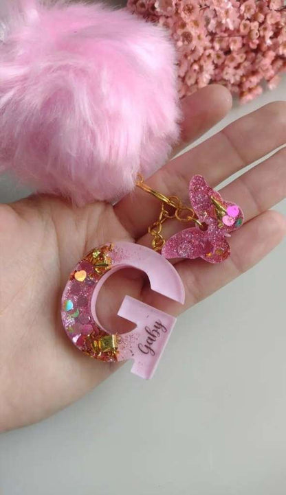 Glitter Furr Ball Keychain
