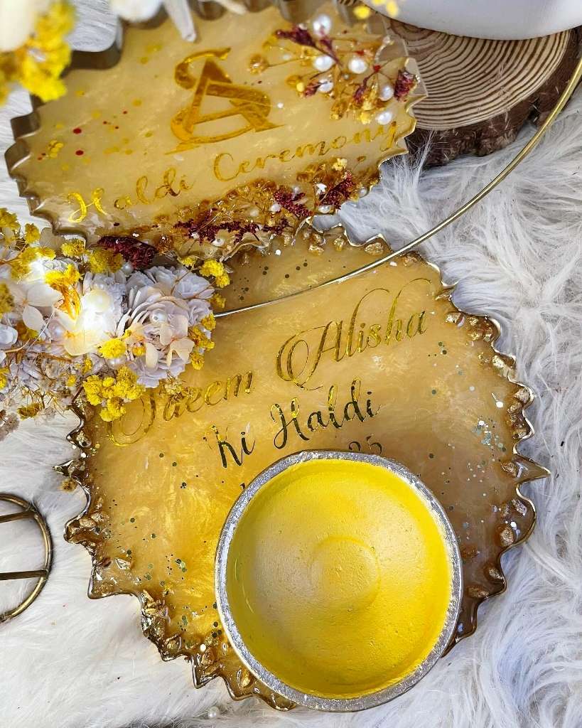 Floral Hoop Haldi Platter