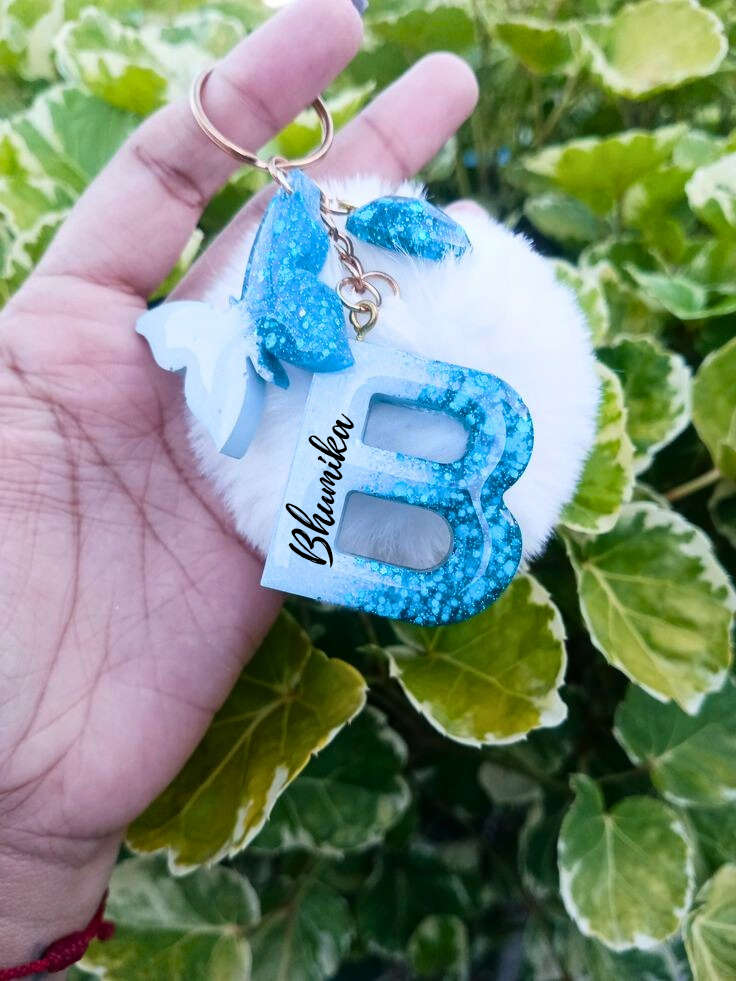 Glitter Furr Ball Keychain
