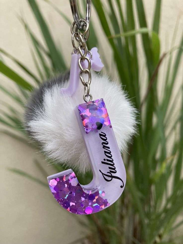 Glitter Furr Ball Keychain