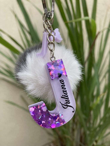 Glitter Furr Ball Keychain