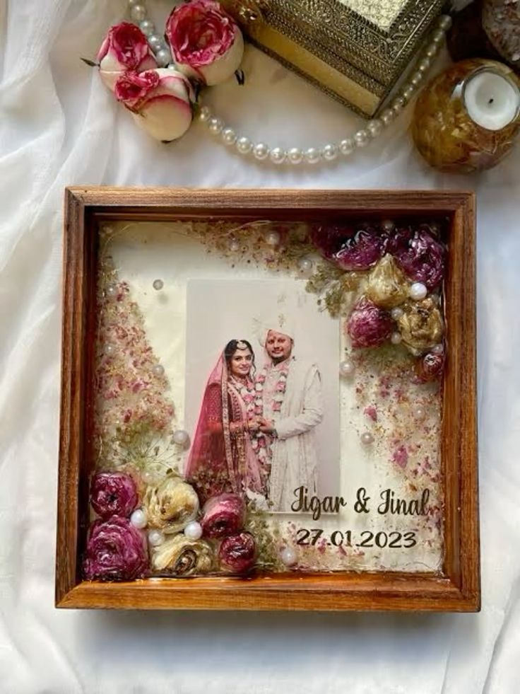 Teakwood Varmala Preservation Frame