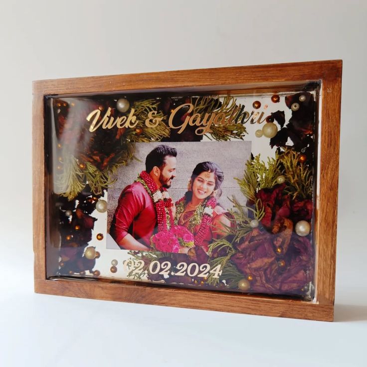 Teakwood Varmala Preservation Frame