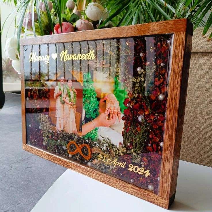 Teakwood Varmala Preservation Frame