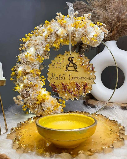 Floral Hoop Haldi Platter
