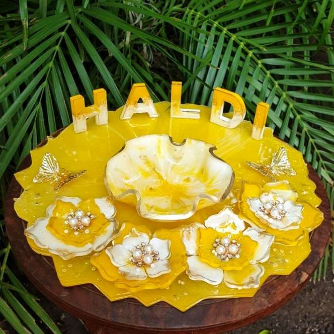 3D Floral Haldi Platter